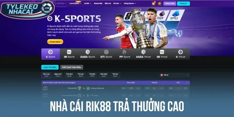 Nhà cái Rik88 trả thưởng cao